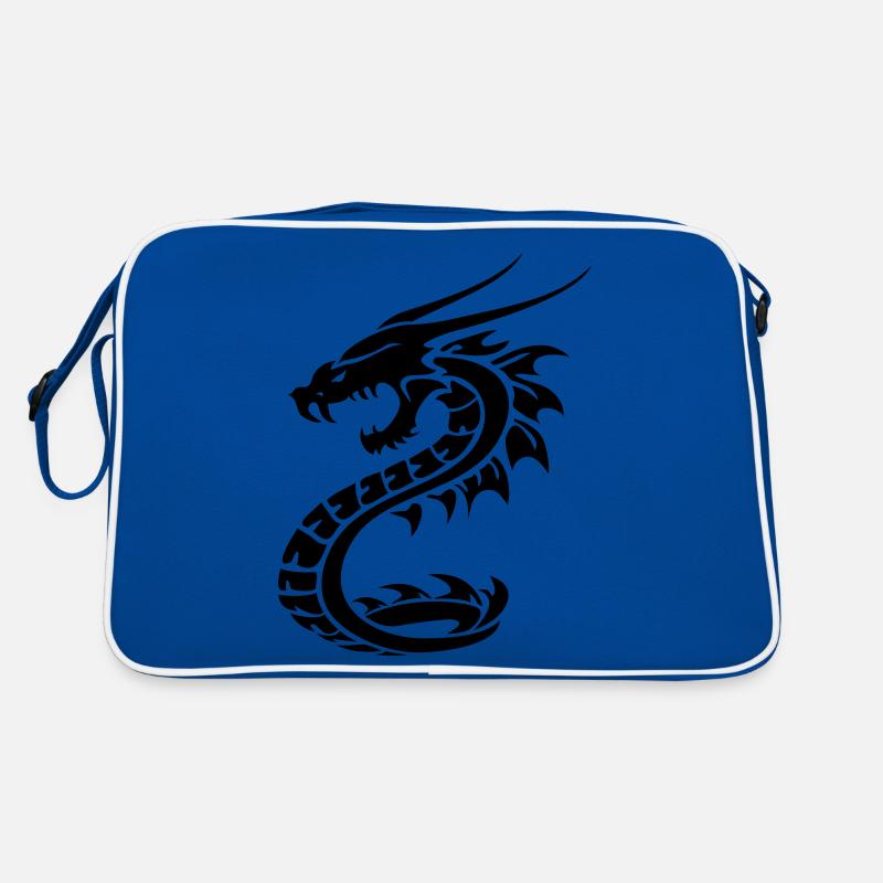 Drache Dragon 2 - Retro Tasche - Blau/Weiß