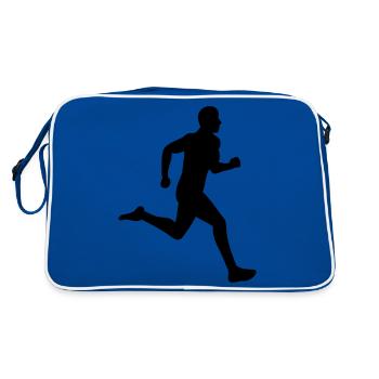 drawing running sprint run runner silhouette - Retro Bag - blue/white - Back