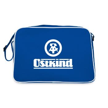 Ostkind mit DDR Logo - Retro Tasche - Blau/Weiß - Hinten