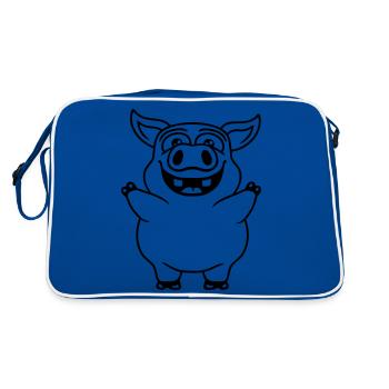 Bande dessinée amicale et drôle de cochon - Sac Retro - bleu/blanc - Dos