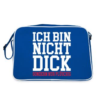 Ich bin nicht dick sondern plüschig - Retro Tasche - Blau/Weiß - Hinten
