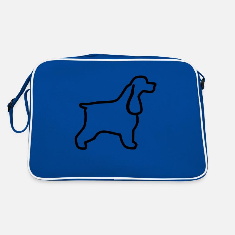 English Cocker Spaniel Umriss - Retro Tasche - Blau/Weiß