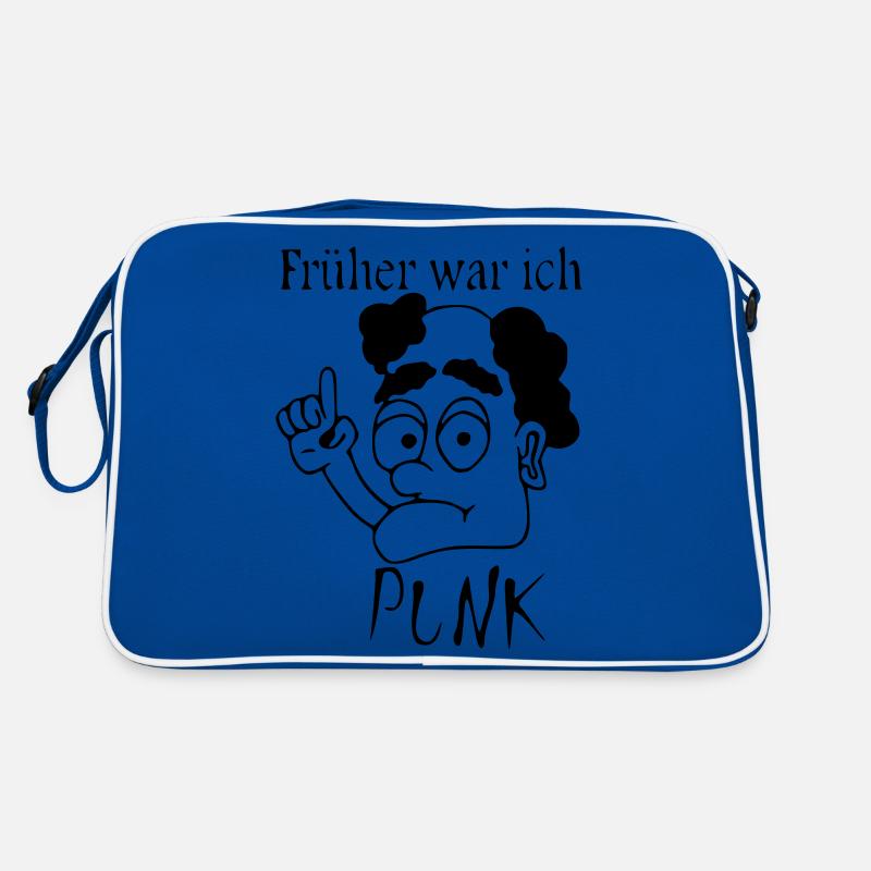 Alter Punk mit Glatze - Retro Tasche - Blau/Weiß