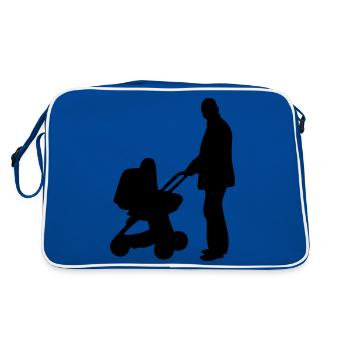 dad stroller silhouette - Retro Bag - blue/white - Back