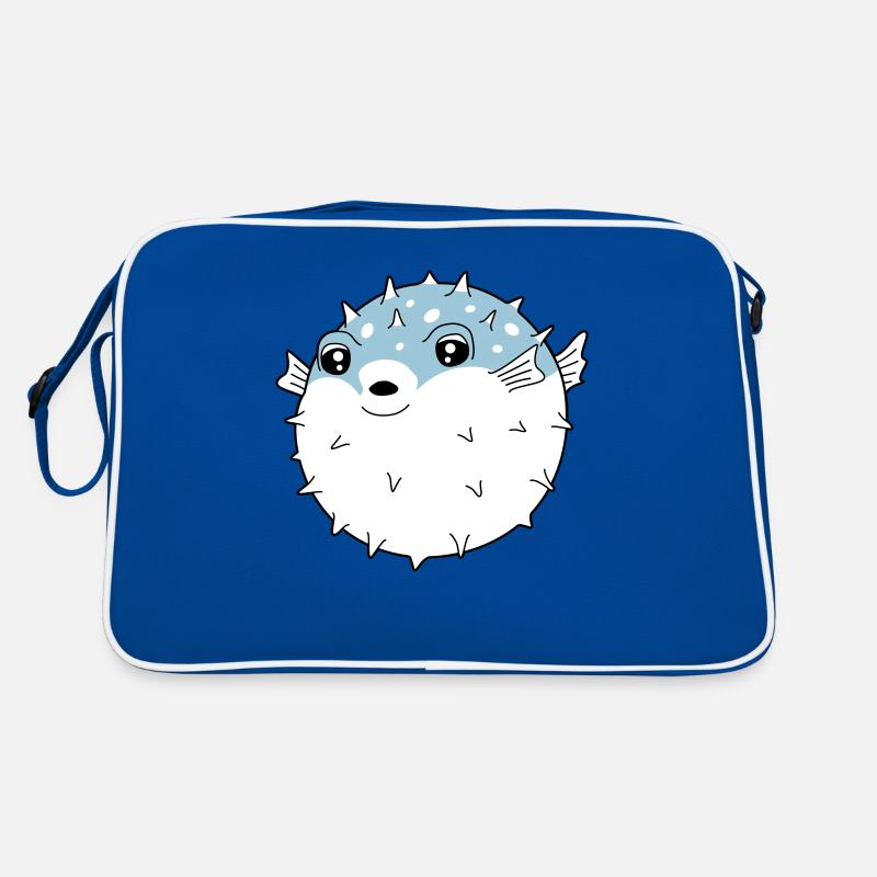 Fugu Kugelfisch - Retro Tasche - Blau/Weiß