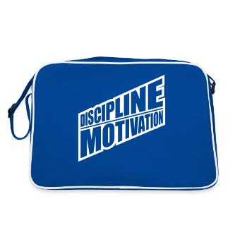 discipline over motivation Zitat - Retro Tasche - Blau/Weiß - Hinten