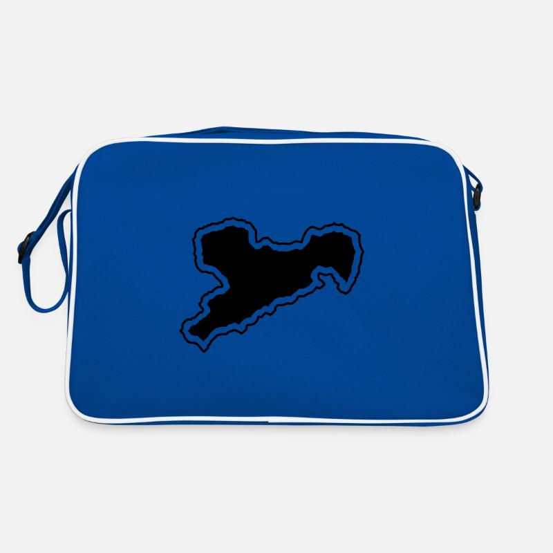 Karte Bundesland Sachsen - Retro Tasche - Blau/Weiß