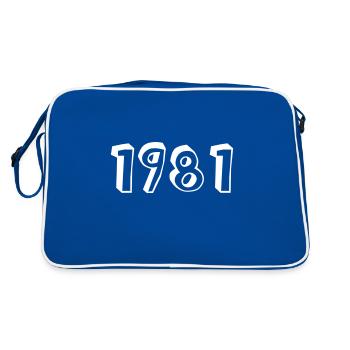 Geburtsjahr 1981 Geschenkidee - Retro Tasche - Blau/Weiß - Hinten