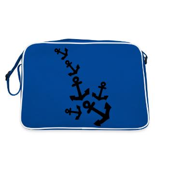 Anchor pattern line - Retro Bag - blue/white - Back