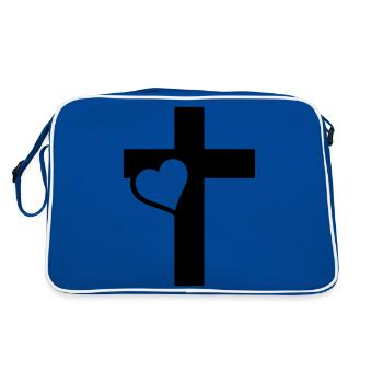 heart cross - Retro Bag - blue/white - Back