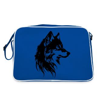 Wolf Head Animal - Retro Bag - blue/white - Back