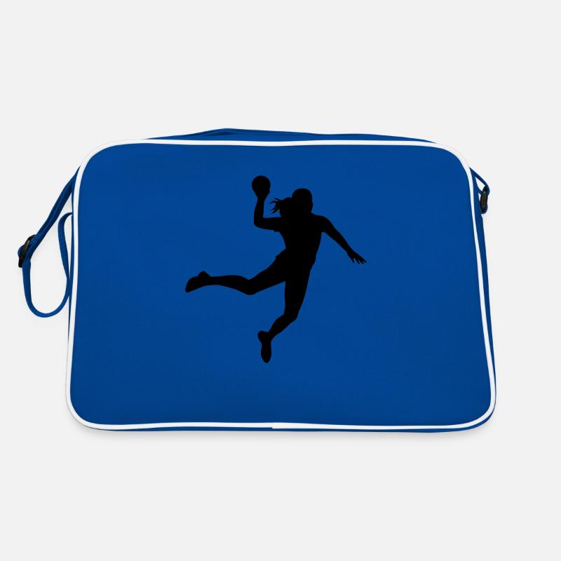 Handballerin Silhouette 1 - Retro Tasche - Blau/Weiß