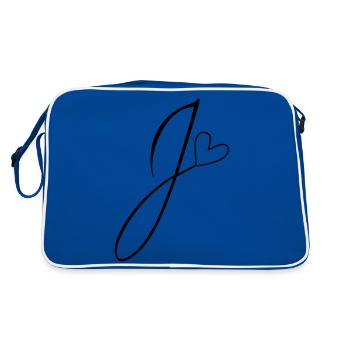Letter J Letter J Calligraphy - Retro Bag - blue/white - Back
