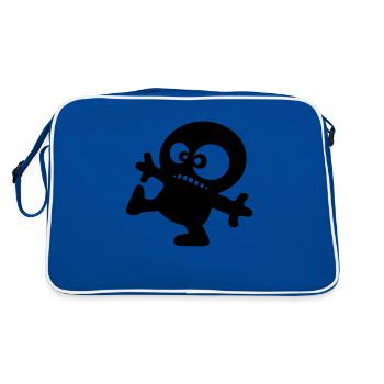 petit homme rigolo anime dessin cartoon - Sac Retro - bleu/blanc - Dos