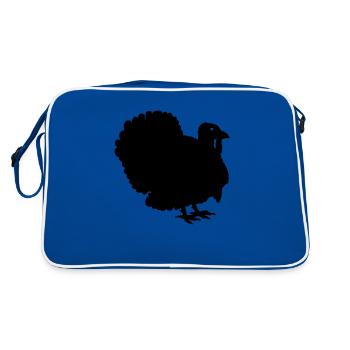 Silhouette Thanksgiving Truthahn - Retro Tasche - Blau/Weiß - Hinten