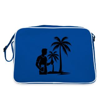Palm Trees Vacationer Island Icon - Retro Bag - blue/white - Back