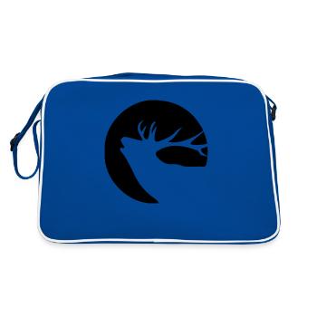 Silhouette de cerf rugissant - Sac Retro - bleu/blanc - Dos