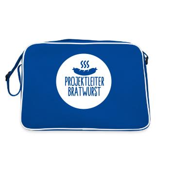 Grillen Spruch Projektleiter Bratwurst - Retro Tasche - Blau/Weiß - Hinten
