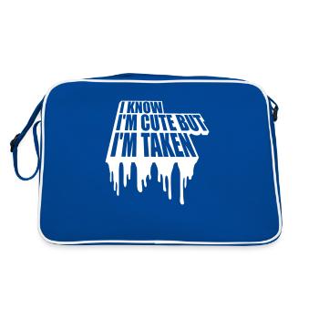 cute but taken Zitat - Retro Tasche - Blau/Weiß - Hinten