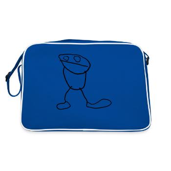 Männchen (by Linus) - Retro Tasche - Blau/Weiß - Hinten