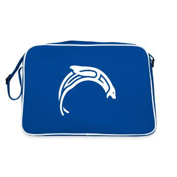 celtic sealion logo - Retro Tasche - Blau/Weiß - Hinten