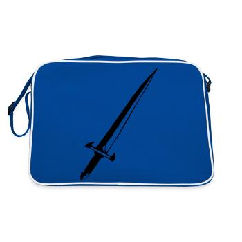 schwert_01 - Retro Tasche - Blau/Weiß - Hinten
