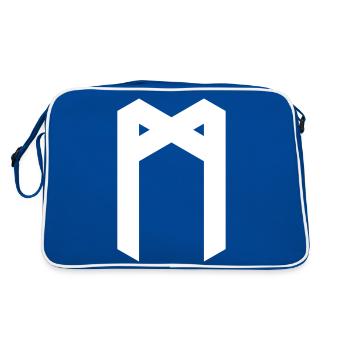 Rune: Mannaz ᛗ (M), Quantum Runes Futhark 0 © - Sac Retro - bleu/blanc - Dos