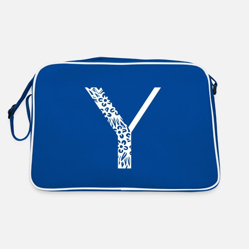 Buchstabe Y - Retro Tasche - Blau/Weiß