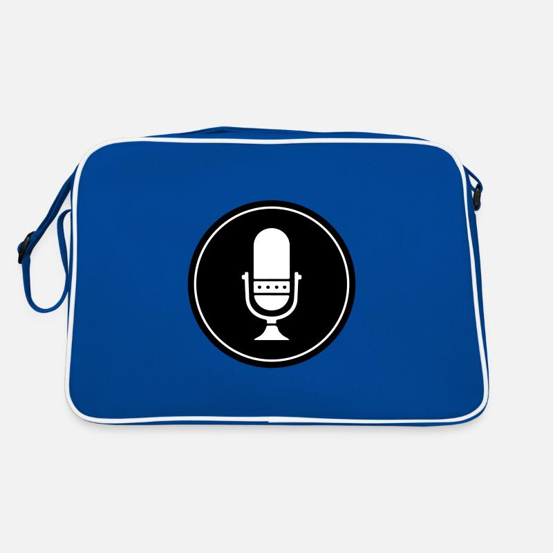 Podcast Mikrofon Symbol - Retro Tasche - Blau/Weiß