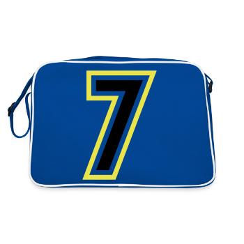 7 Zahl College - Retro Tasche - Blau/Weiß - Hinten