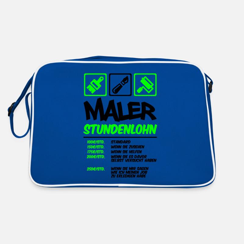 Farbe änderbar | Maler Stundenlohn - Retro Tasche - Blau/Weiß