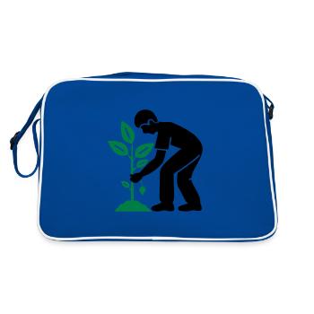 Tree Plants Garden Environment - Retro Bag - blue/white - Back