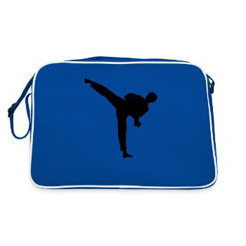 taekwondo high kick kick fight - Retro Bag - blue/white - Back