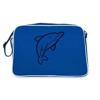 Delfin - Retro Tasche - Blau/Weiß - Hinten