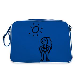 Woman on the beach - line - Retro Bag - blue/white - Back