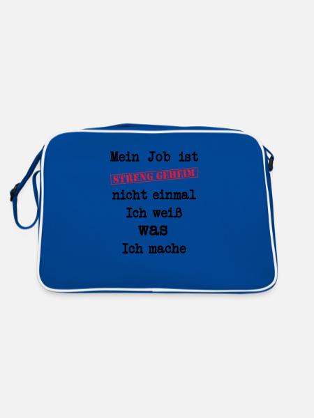 Mein Job ist STRENG GEHEIM - Retro Tasche - Blau/Weiß - Hinten