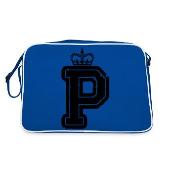 buchstabe P krone - Retro Tasche - Blau/Weiß - Hinten