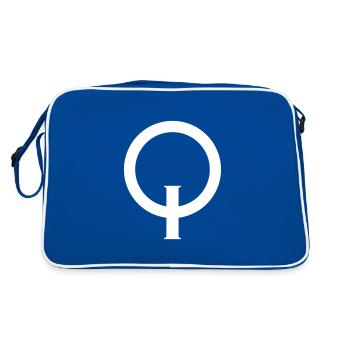 Optimist, symbol, opti, sailing, sailboat, boat - Retro Bag - blue/white - Back