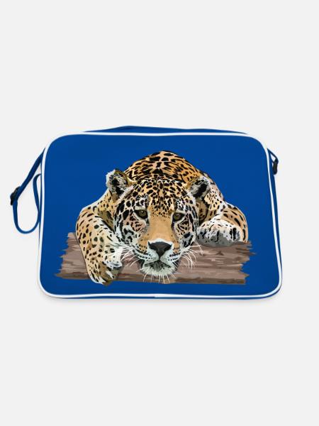 Jaguar - Retro Tasche - Blau/Weiß - Hinten