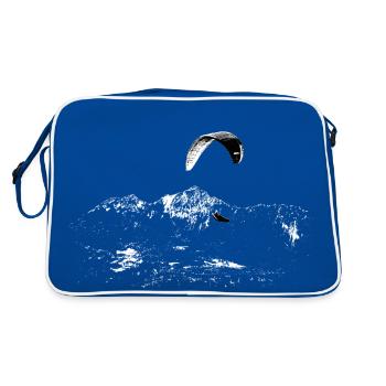 Bergpanorama Gleitschirm - Retro Tasche - Blau/Weiß - Hinten