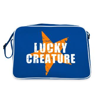 LUCKY CREATURE - GlücksTshirt - used look - Stern - Retro Tasche - Blau/Weiß - Hinten