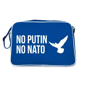 NO PUTIN NO NATO with dove of peace - Retro Bag - blue/white - Back