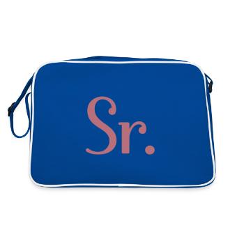 Sr. Verlobungsgeschenk Bräutigam wird Hochzeitsfeier - Retro Tasche - Blau/Weiß - Hinten