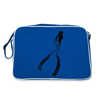Free dive woman with fins - Retro Bag - blue/white - Back