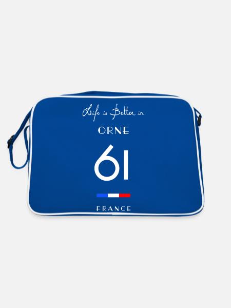 Life is better in ORNE Number 61 Normandy - Retro Bag - blue/white - Back