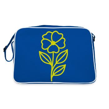 Minimalist floral motif in an elegant one-line - Retro Bag - blue/white - Back