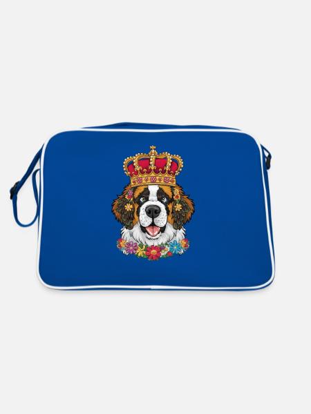 Chien de dessin animé Saint-Bernard mignon et drôle - Sac Retro - bleu/blanc - Dos