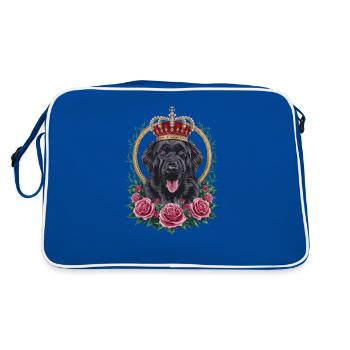 Chien Leonberger avec couronne et roses - Sac Retro - bleu/blanc - Dos
