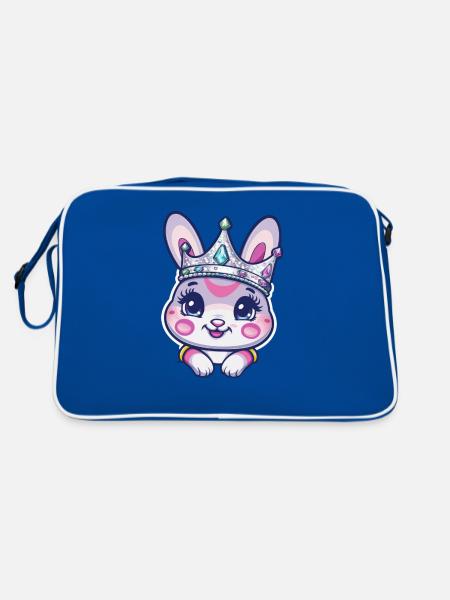 Lapin mignon avec couronne - Sac Retro - bleu/blanc - Dos
