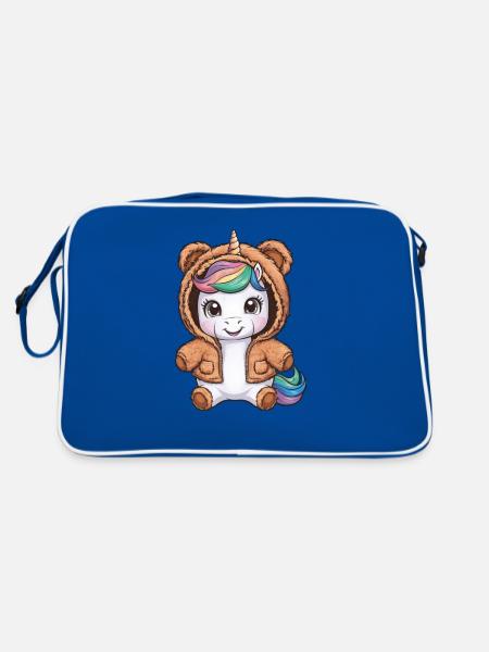 Tenue Licorne Kawaii avec Ours - Sac Retro - bleu/blanc - Dos